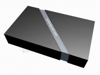 Uv-logo bedrukte haaruitbreidingen verpakking magnetische sluiting mat zwart papier cosmetische doos
