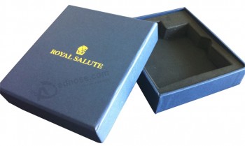 Caja de regalo de papel de logotipo estampado en caliente de cartón negro mate con tapa plegable