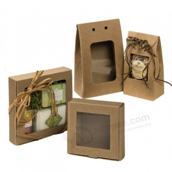 Laminated PVC Gift Packaging Window Corrugated Cardboard Box with Lid