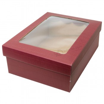 Caja de papel de regalo de ventana de celofán personalizado con tapa transparente