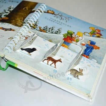 Impresión de libro de tapa dura personalizada para niños, alambre-O impresión de libro emergente para niños
