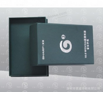 Emballage en carton noir personnalisé chaud-Estampillage boîte de téléphone portable logo