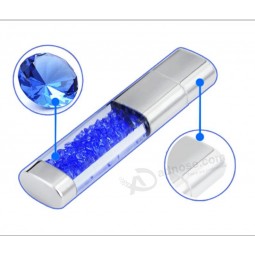 Flash usb de cristal de lujo con el diamante del colorfull para shinny llevó la memoria USB ligera