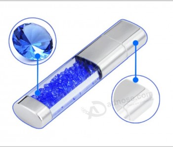 Luxo cristal usb flash com colorfull diamante para shinny levou luz usb flash drive