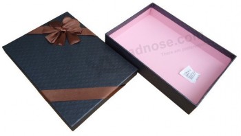 Black Cardboard Boxes for Shirts Packaging with Bow