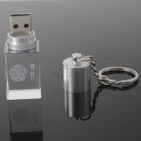 квадратный кристальный USB-драйвер с красным или синим светодиодом