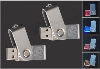 Chiavetta USB a luce pulsata girevole con logo incisione 3d