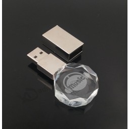 LED Light Polygon Crystal USB Pen Drive with 3D Logo Inside 2GB 4GB 8GB 16GB