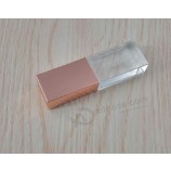 최고 판매 3d 로고 레이저 새겨진 usb 섬광 드라이브/로즈 골드 flashdrive 유리 100 % 진짜 용량