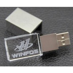 Promotion Gifts USB Crystal Pen Drive with Custom Logo LED Light USB Stick as Photography Gifts