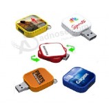 Aangepaste logo geprinte vierkante vorm slide plastic usb driver