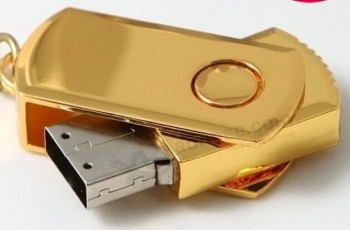 Custom with your logo for Hot Sale! Golden Swivel USB Flash Disk