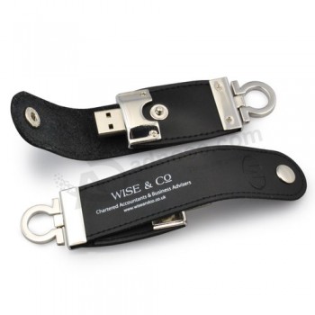 1/2/4/8/16/32/64/128GB USB 2.0 Key Ring Leather USB Flash Drive with Custom Logo