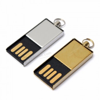 金属迷你防水U秒B闪存盘 2.0 32GB 16GB 8GB 4GB便携式钥匙圈笔驱动金色银色记忆棒，可根据您的标识定制