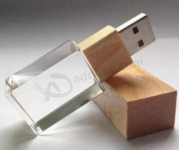 GroßhEinndel benutzerdefinierte hoCh-Ende Holz und KriStEinll USB SpeiCherStiCk