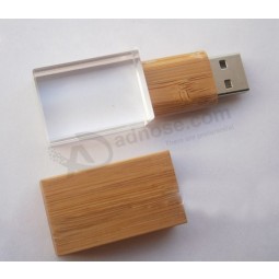 卸売カスタム高-クリスタルのUSB 16ギガバイトと美しい木製のUSBフラッシュドライブを終了し