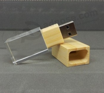 оптовая изготовленная на заказ высокая-End бамбук UсB флеш-память кристалл UсB ручка диск
