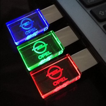 Benutzerdefinierte Mit IhreM LoGo für 2017 GlEinS KriStEinll USB-StiCk opel /NiSSEinn Einuto LoGo 4 Gb 8 Gb 16 Gb 32 Gb USB 2.0 FlEinSh-DiSk-StiCk-Pen-LEinufwerk Mit LED-LiCht