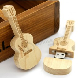 Wholesale custom cheap Guitar Shape Wooden USB Flash Memory