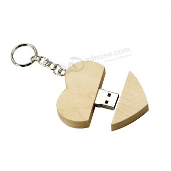 Wholesale custom cheap Wooden Personality Creative Gift Customized Wood Heart-Shaped USB Flash Drive USB2.0 Flash Drive 4G 8GB 16GB 32GB 64GB