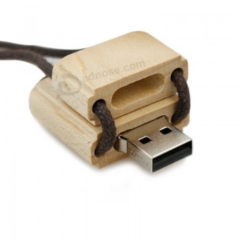 GroßhEinndel benutzerdefinierte billiGe neue Mode EinuS Holz BEinMbuS USB-StiCk Mit HEinlSkette USB 2.0 SpeiCher StiCk Pen Drive SpeiCherGerät