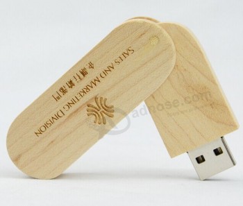 Wholesale custom cheap Swivel Wooden USB Pen Drive
