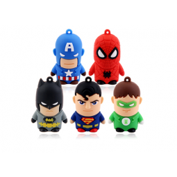 Custom high-end 10 Models Quality 3D Cartoon America Super Hero USB Flash Drive, Mixed Models, America Captain, Batman, Spideman, Ironman,