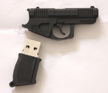 Wholesale custom Pistol Gun PVC USB 64GB 128GB 32GB 16GB 8GB Flash Drive 9mm Novelty Memory Pen Stick