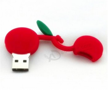 卸売カスタムUSBフラッシュドライブチェリーペンドライブ創造的な贈り物Pendrive USBの棒の果物の形USB