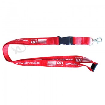 Custom with your logo for Red Color Promotion Lanyard with Silkscreen Printed Logo