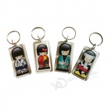 ReTângulo claro acrílico promocional keychain com impressão de seu logoTipo