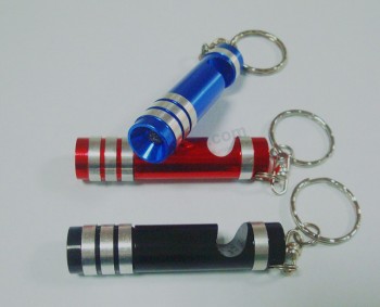 High Qauality Custom LED Flashlight Bottle Opener with Key Ring with printing your logo