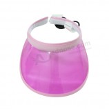 Bon marché visière TransparenTe en PVC colorée avec la TuyauTerie de coTon adapTée pour la couTume avec voTre logo