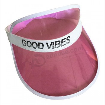AangepasTe mode goedkope kleurrijke pvc zonneklep hoed voor op maaT meT uw logo