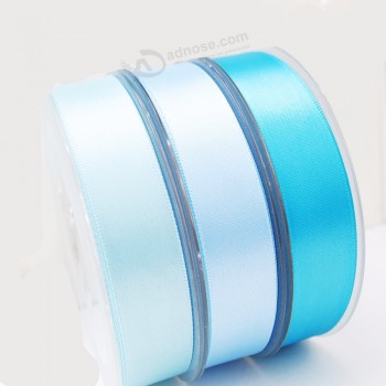 批发折扣丝带1英寸25毫米天蓝色编织100％涤纶丝缎庆祝它丝带