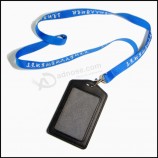 Wholesale Staff Leather PU Name/ID Card Badge Reel Holder Custom Lanyard with Clips and your logo