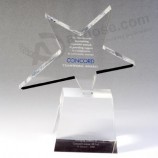 Prêmio de crisTal de forma de esTrela/Medalha com laser grava
