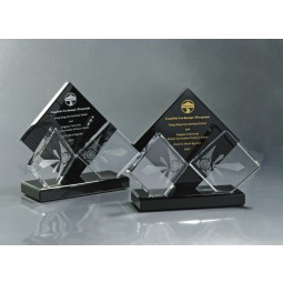Black Clear Crystal Cube Award with Laser Text