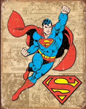 Ho吨sale super man me吨in 吨in sign wi吨h cus吨om prin吨ing
