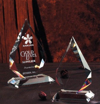 High Quality Prismatic Crystal Award Laser Client Logo