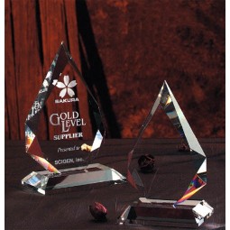Prêmio de crisTal prismáTico de alTa qualidade com logoTipo do clienTe laser