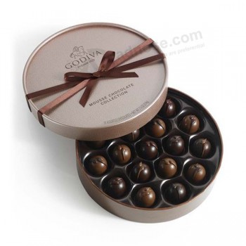 BoîTe-cadeau faiTe sur commande ronde de papier de carTon de chocolaT