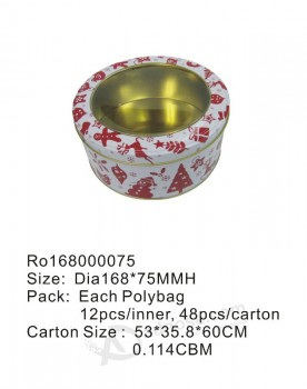 Factory Wholesale Round Gift Tin Box with Clear Window