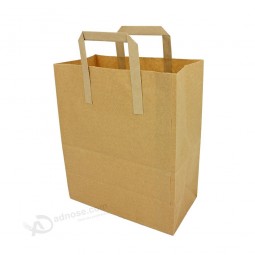 Bolsas de compras de papel de comida rápida de color marrón de impresión personalizada