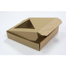 BoîTes à pizza en carTon ondulé de couleur marron avec une fenêTre TransparenTe