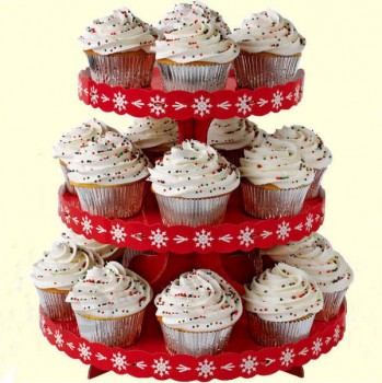 ScaTola di visualizzazione di cupcake in carTone di colore rosso con sTampa personalizzaTa