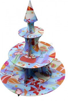 Round Paper Cardboard Cupcake Display Stand Box with Custom Printing