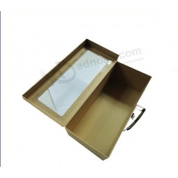 BoîTe à chaussures en forme de valise en papier hauTe avec fenêTre