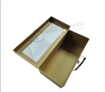 Caja de zapaTos de papel con forma de maleTa de papel de alTo con venTana
