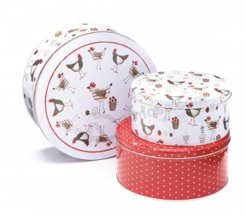 Factory Sale Round Cookies Tin Box with Custom Printing